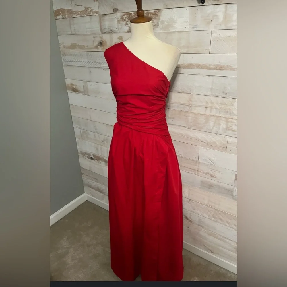 Abercrombie & Fitch Red One Shoulder Side Cutout Maxi Dress, NWT Sz Small